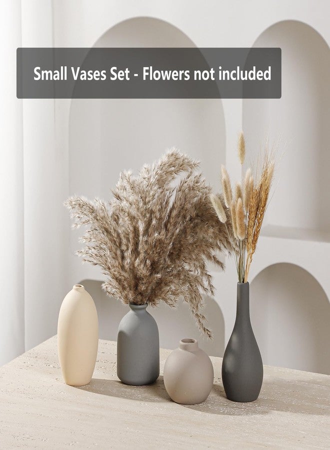 Tuioyoc Ceramic Vase Set of 4 Small Vases Home Decor Modern Rustic Farmhouse Pottery Decorative Flower Vases for Pampas Grass Dried Fresh Flowers, Living Room, Bedroom, Table Centerpiece, Mantel, Shelf - Image 4